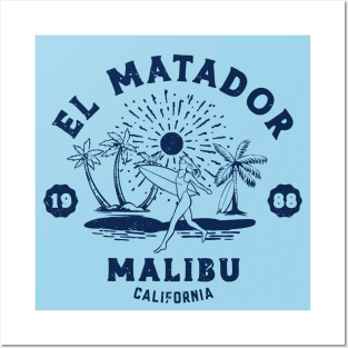 Vintage El Matador Beach Surfing // Retro California Beach Malibu 1988 Posters and Art